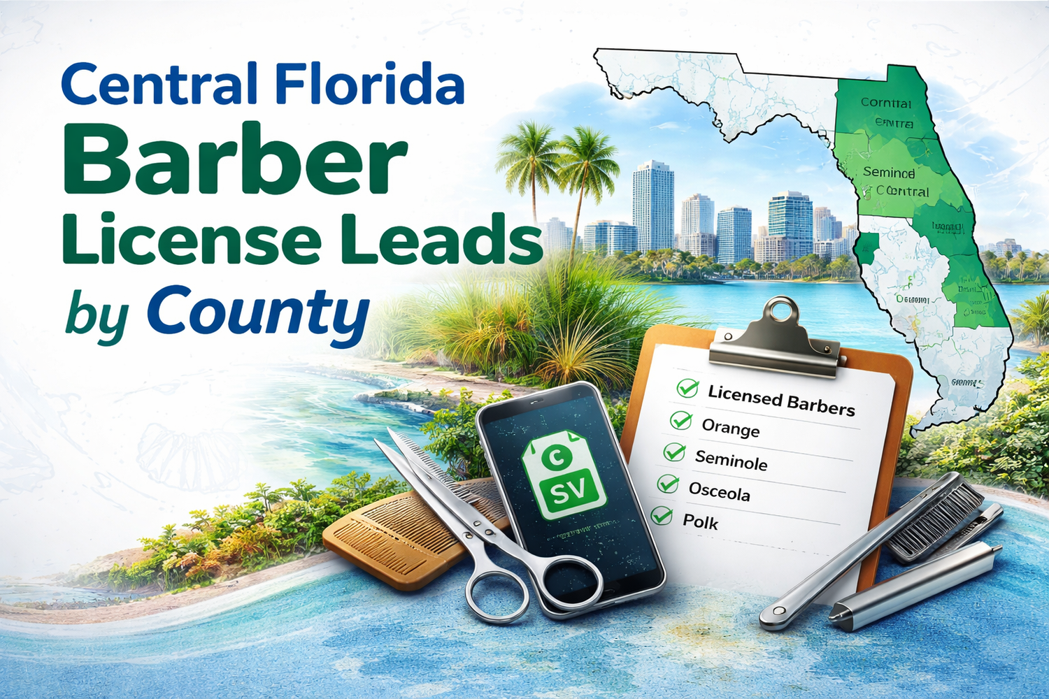 Central Florida barber license leads by county 